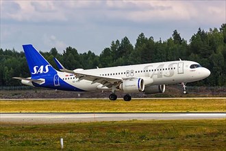 An Airbus A320neo aircraft of SAS Scandinavian Airlines with registration SE-RUE at Oslo Gardermoen Airport