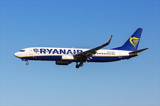 A Ryanair Boeing 737-800 with registration EI-EBA at Barcelona Airport