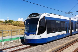 Modern Siemens Combino light rail system Metro Sul do Tejo tramway public transport transport transport in Lisbon