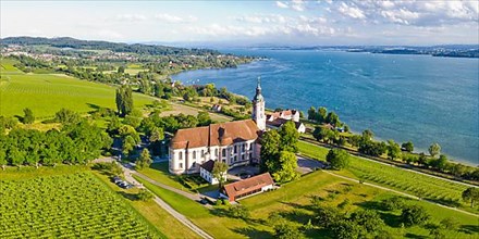 Cistercian Monastery at Lake Constance Baroque Pilgrimage Church Panorama Aerial View in Birnau