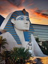 Sphinx and palm trees at Luxor Hotel