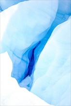 Close up of a crevasse of the Perito Moreno glacier located in Patagonia