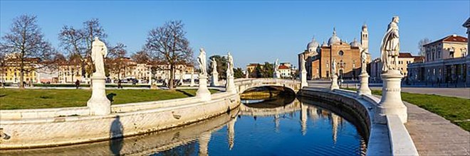 Prato Della Valle square with statues travel city panorama in Padua