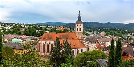 View of the city of Baden-Baden in the Black Forest with church Panorama in Baden-Baden