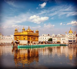 Vintage retro effect filtered hipster style travel image of Sikh gurdwara Golden Temple