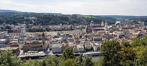 View from the Veste Oberhaus of the old town between the Inn and the Danube