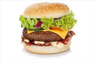 Hamburger cheeseburger fast food cropped on a white background in Stuttgart