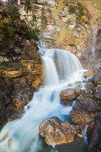Cascade of Kuhfluchtwasserfall. Long exposure for motion blur. Farchant