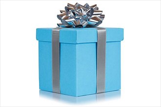 Gift Birthday Christmas Birthday Gift Box Light Blue Free Plate Isolated