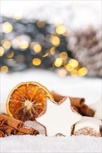 Christmas biscuits Christmas cookies biscuits cinnamon cinnamon star text free space copyspace decoration snow in Stuttgart