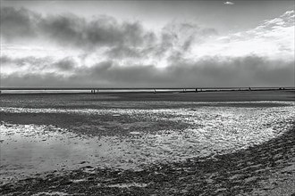 View of the dreary Wadden Sea in autumn