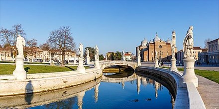 Prato Della Valle square with statues travel city panorama in Padua