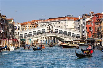 Rialto Bridge Rialto Bridge over Canal Grand with Gondola Vacation Travel City in Venice
