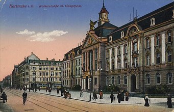 Kaiserstrasse and main post office in Karlsruhe