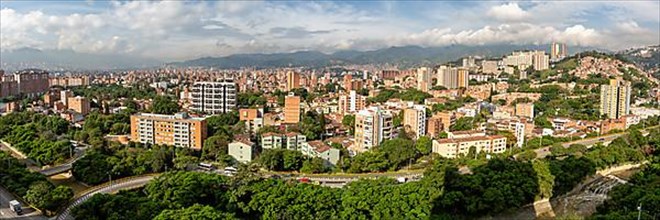 Panoramic view of the Robledo and Los Colores neighbourhoods in Medellin