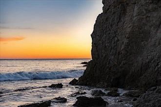 Sunset by the ocean at El Matador Beach Malibu