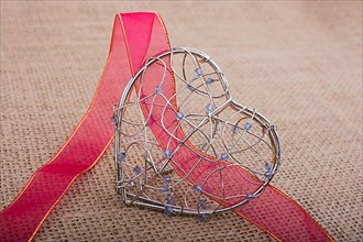 Band and Heart shaped cage on linen canvas