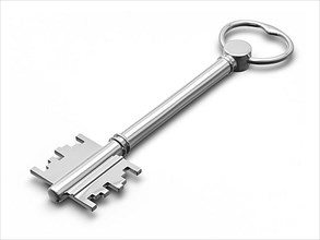 Metal key on white isolated