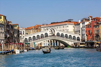 Rialto Bridge Rialto Bridge over Canal Grand with Gondola Vacation Travel City in Venice