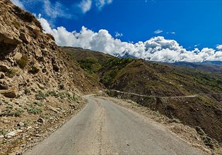 Road in Himalayas. Lahaul valley