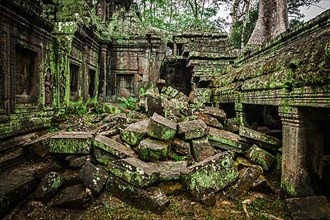 Ancient stone ruins of Ta Prohm temple