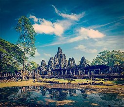 Vintage retro effect filtered hipster style travel image of Bayon temple