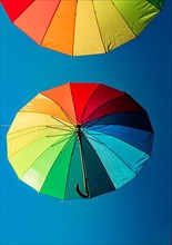 Colorful umbrellas used in the sky street decoration