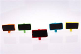 Colorful little signboards on a white background