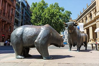 Bull and bear on the stock exchange in Frankfurt