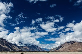 Sky above Nubra valley in Himalayas. Ladakh