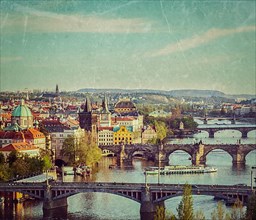 Vintage retro hipster style travel image of travel Prague concept background