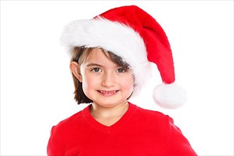 Child Girl Father Christmas Portrait Portrait Santa Claus Christmas Cropped isolated against a white background