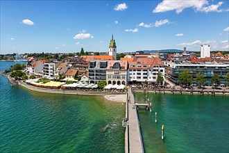 Lakeside promenade at Lake Constance Travel City from above in Friedrichshafen