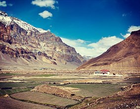 Vintage retro effect filtered hipster style travel image of Spiti Valley. Himachal Pradesh