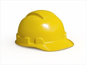 Yellow hard hat of construction worker isolated on white