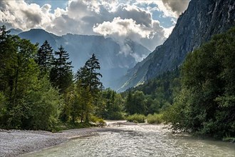 Torrener Ache in the Bluntau valley with dramatic clouds