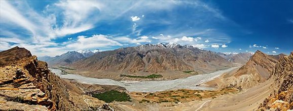 Panorama of Spiti valley in Himalayas. Himachal Pradesh