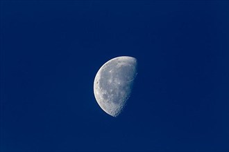 The half moon and blue sky