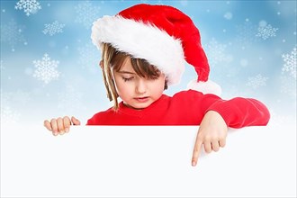 Christmas Child Girl Father Christmas Snow Show Sign copy space Copyspace Freiraum in Stuttgart