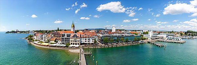 Lakeside promenade at Lake Constance Travel Harbour City Panorama from above in Friedrichshafen