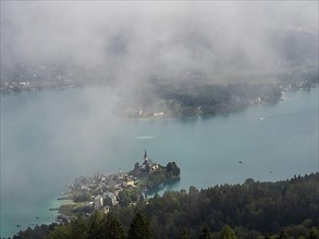 View of Lake Lake Woerth from the Pyramidenkogel