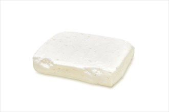 Piece of feta cheese isolated on white background
