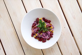 Vegetarian salad with red cabbage
