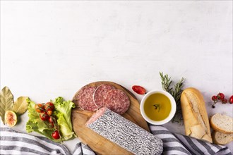 Top view delicious salami concept. Resolution and high quality beautiful photo