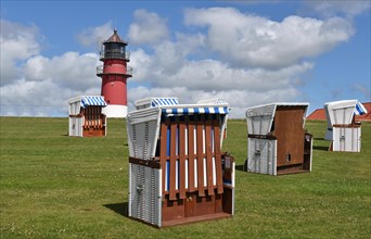 Beach chairs at the lighthouse of Buesum