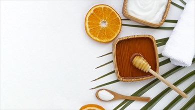 Top view honey orange slice with copy space. Resolution and high quality beautiful photo