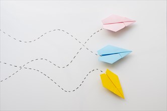 Cute minimalist paper planes top view