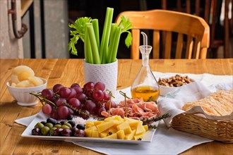 Set of various appetizers for wine