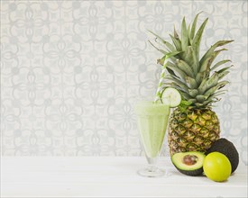 Summer smoothie with pineapple copyspace. Resolution and high quality beautiful photo