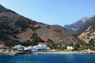 The coastal village of Agia Roumeli is the entrance or exit to the Samaria Gorge